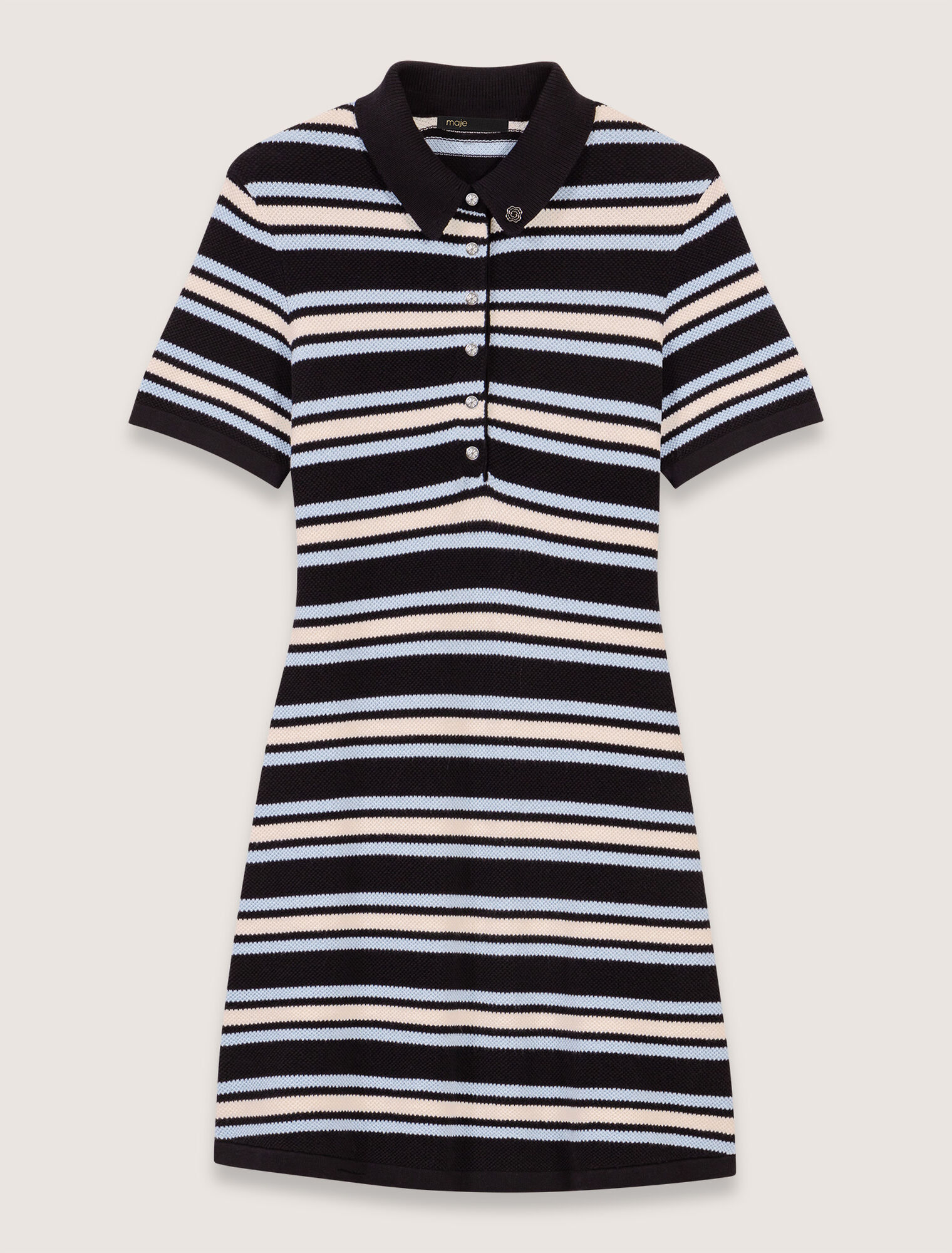 Vestido polo de punto a rayas