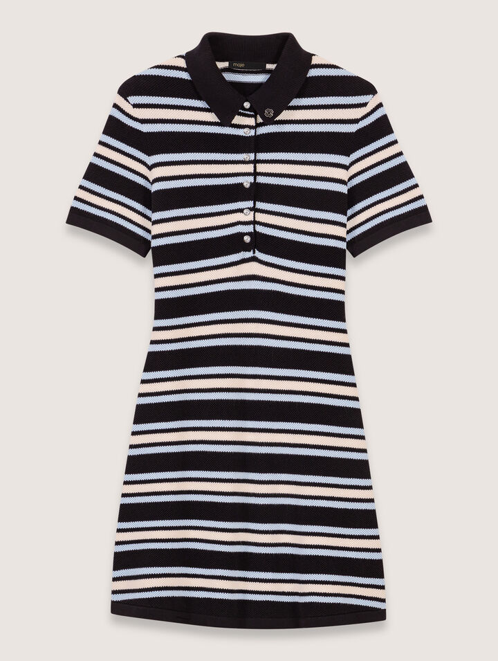 Vestido polo de punto a rayas