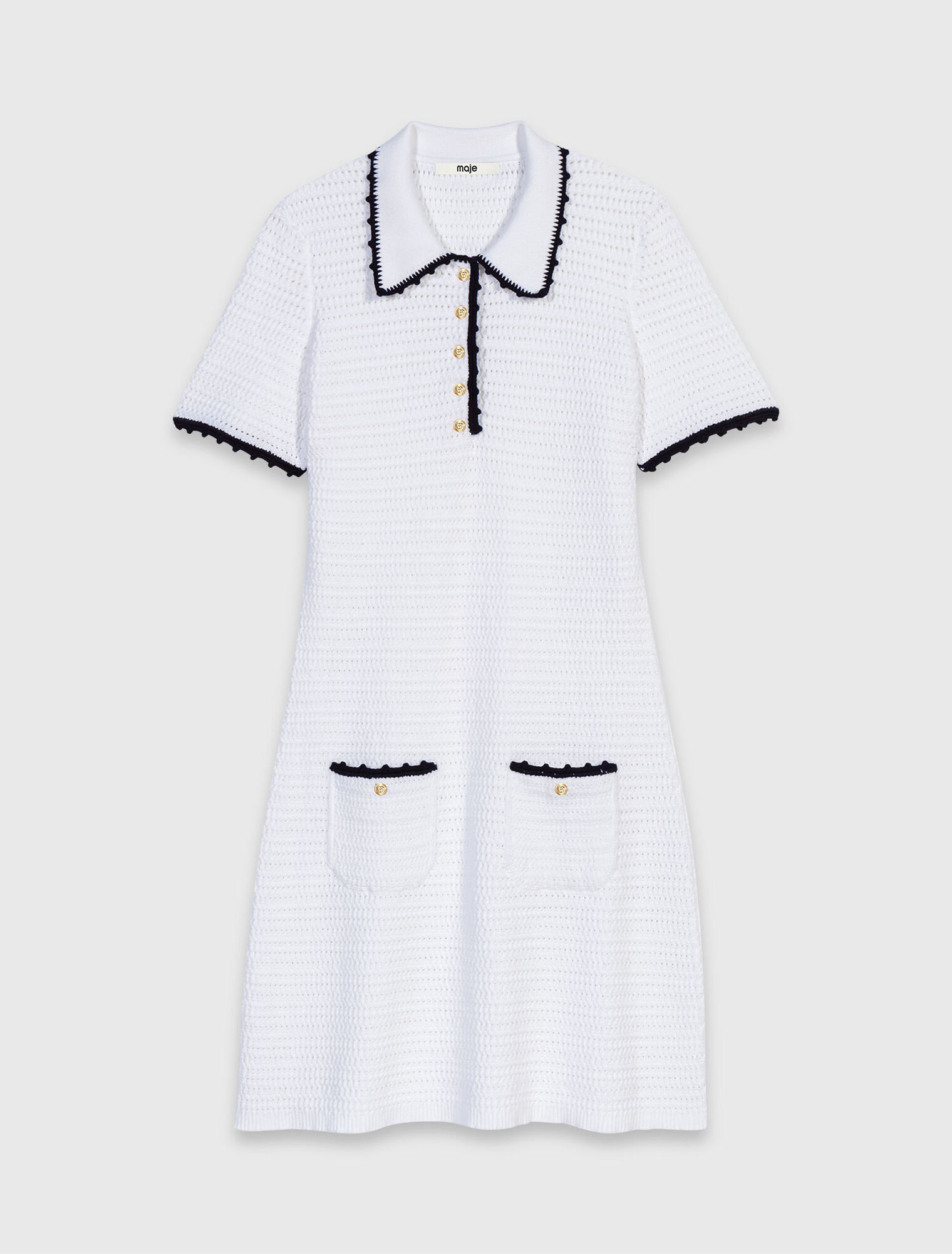 Vestido polo de punto con ganchillo