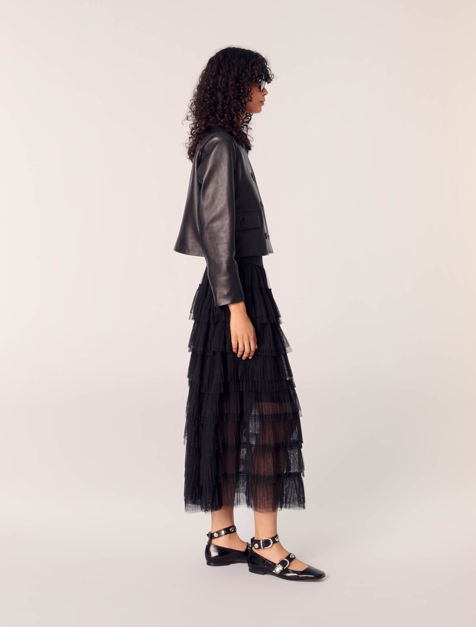 Falda midi en tul