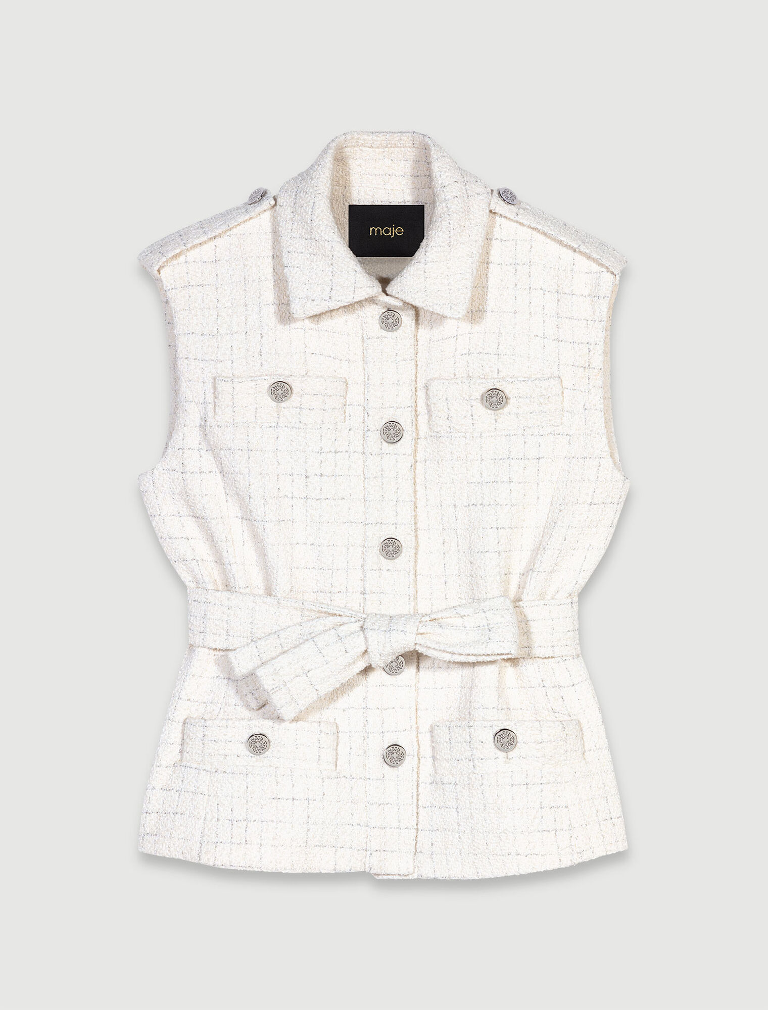 Chaqueta de tweed sin mangas