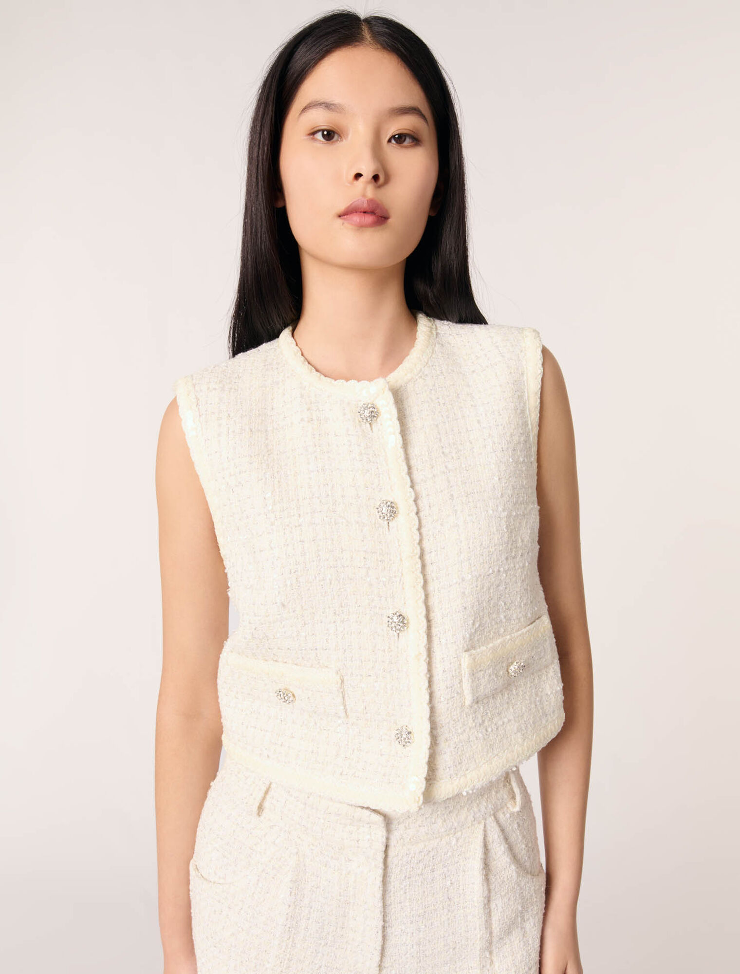 Chaqueta de tweed con lentejuelas