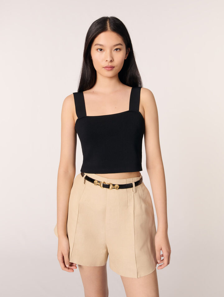 Crop top de punto con tirantes