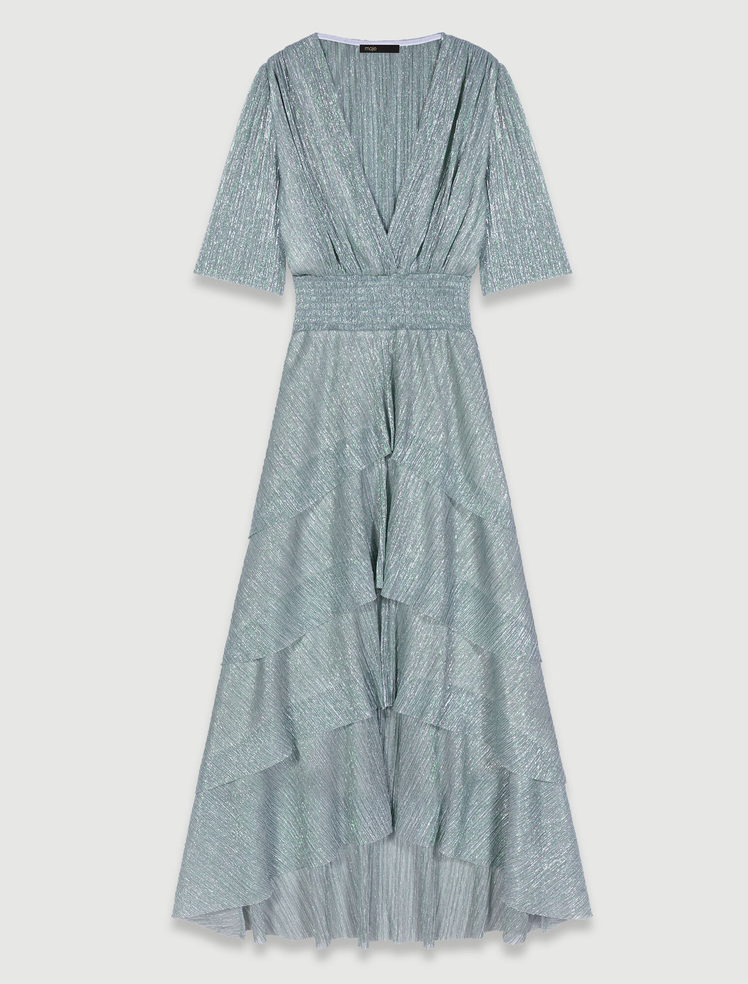 Vestido con volantes lúrex stretch