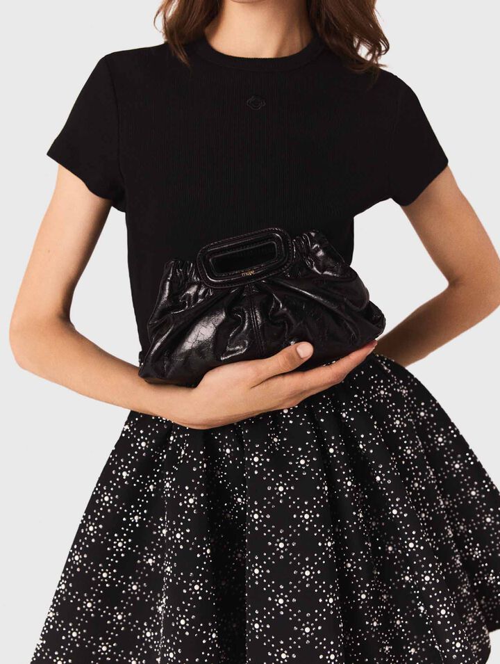 Mini clutch de cuero craquelado