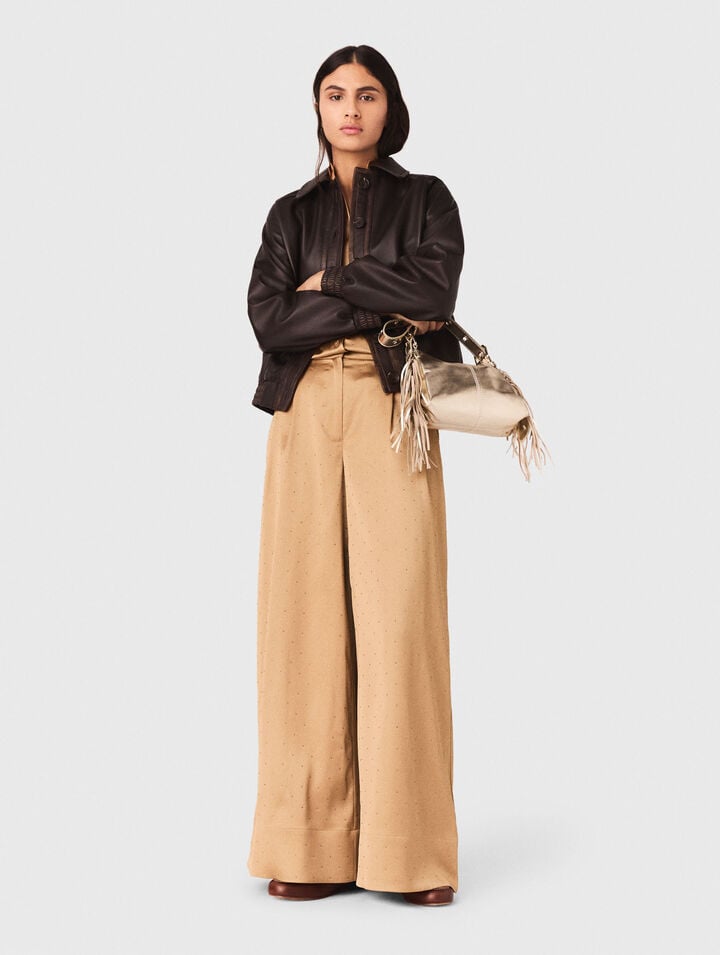 Pantal&oacute;n satinado con strass