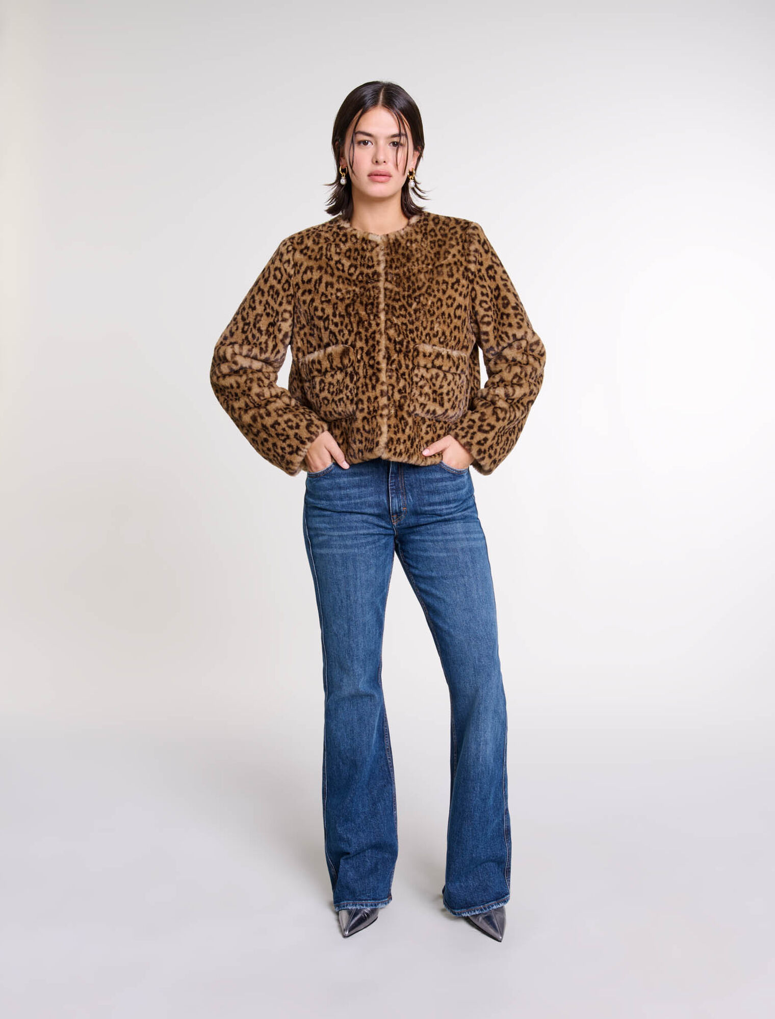 Chaqueta corta de piel sintética