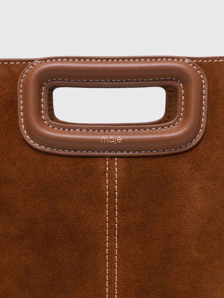 Bolso M de ante pespunteado