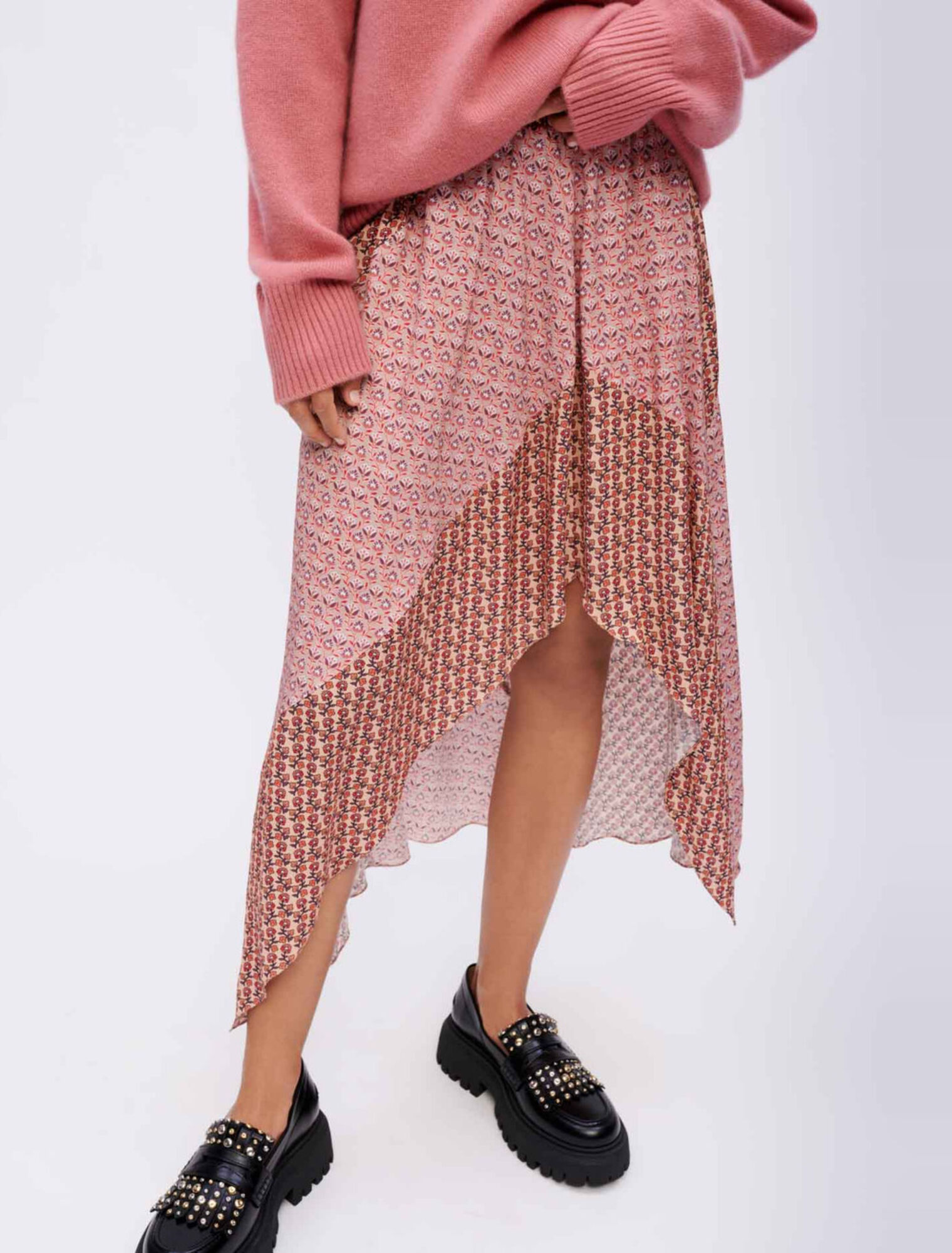 Falda asimétrica estampada