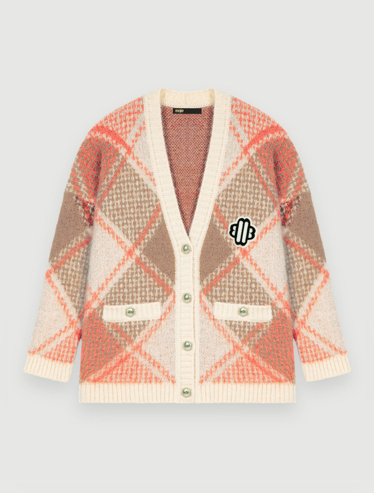 Chaqueta de punto jacquard con rombos