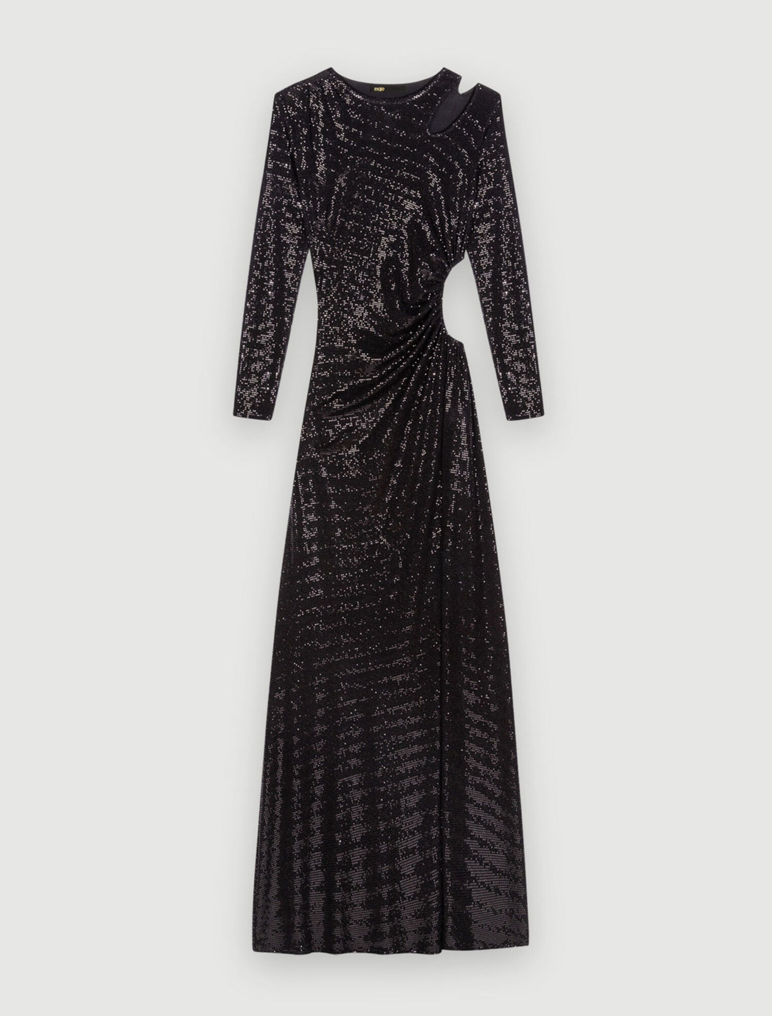 Vestido negro largo con purpurina