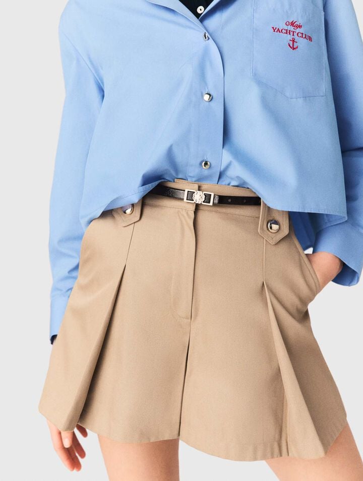 Short de algod&oacute;n con pliegues