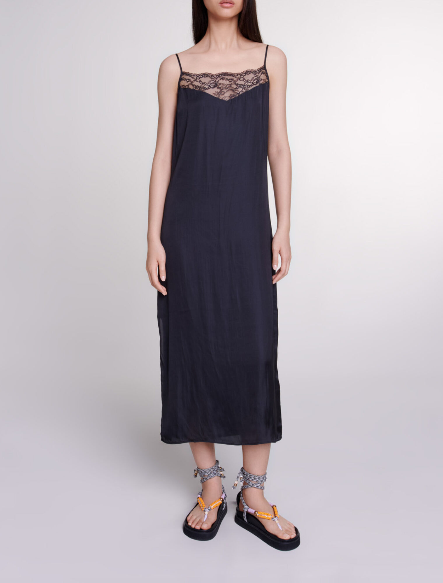 Vestido largo de satén