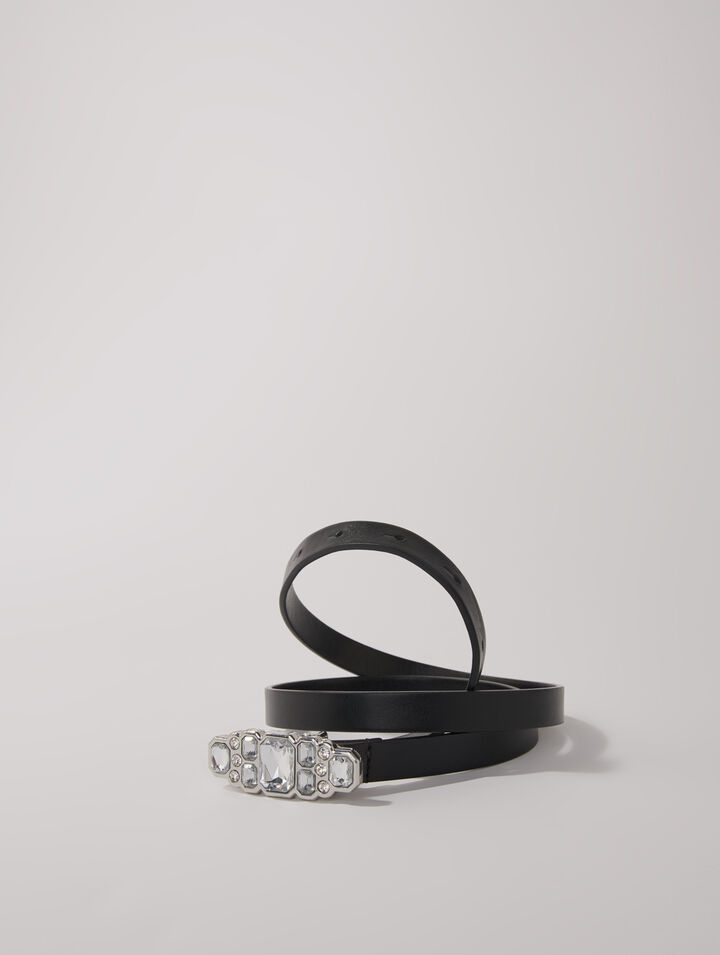 Cinturón fino con strass