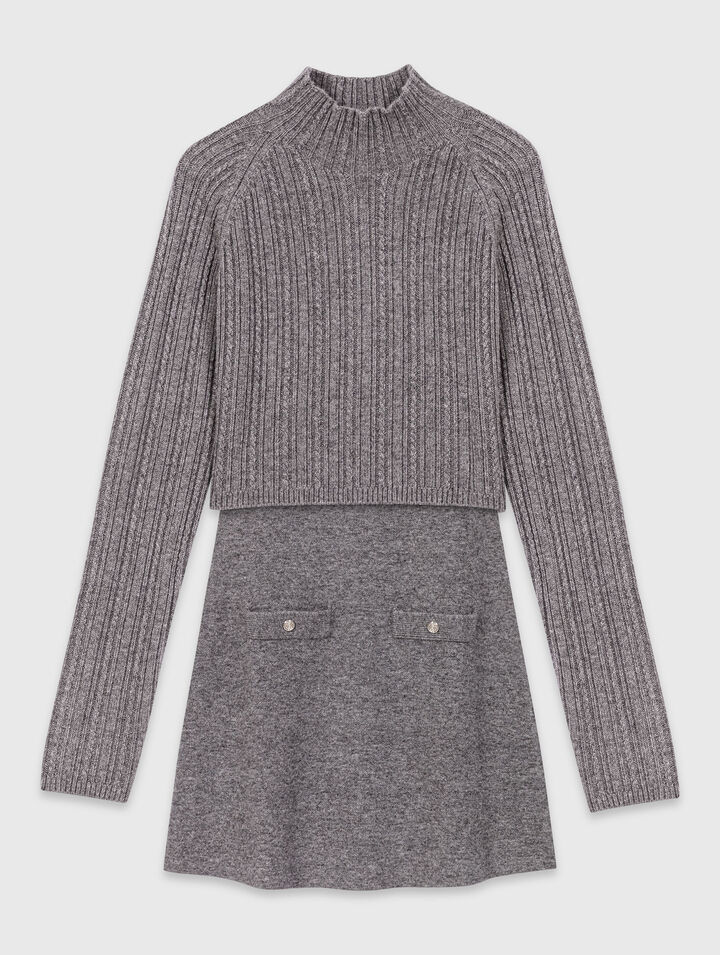 Vestido de punto con jersey extraíble