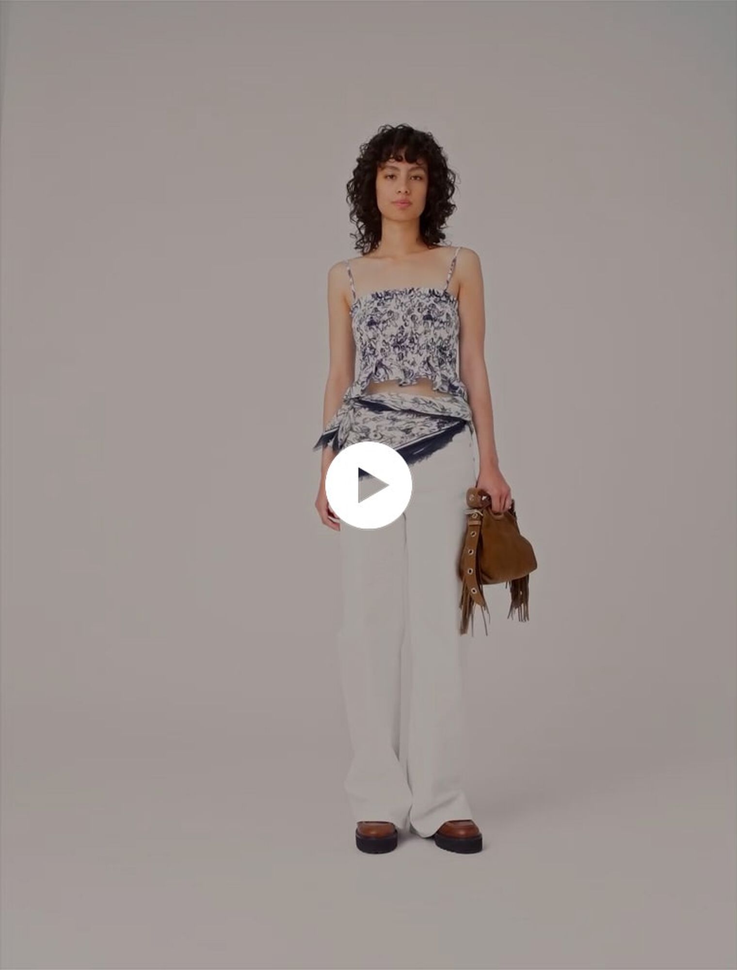 Top fruncido estampado