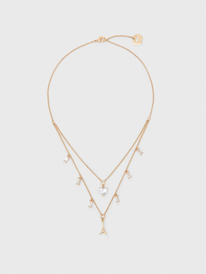 Collar doble con charms de strass
