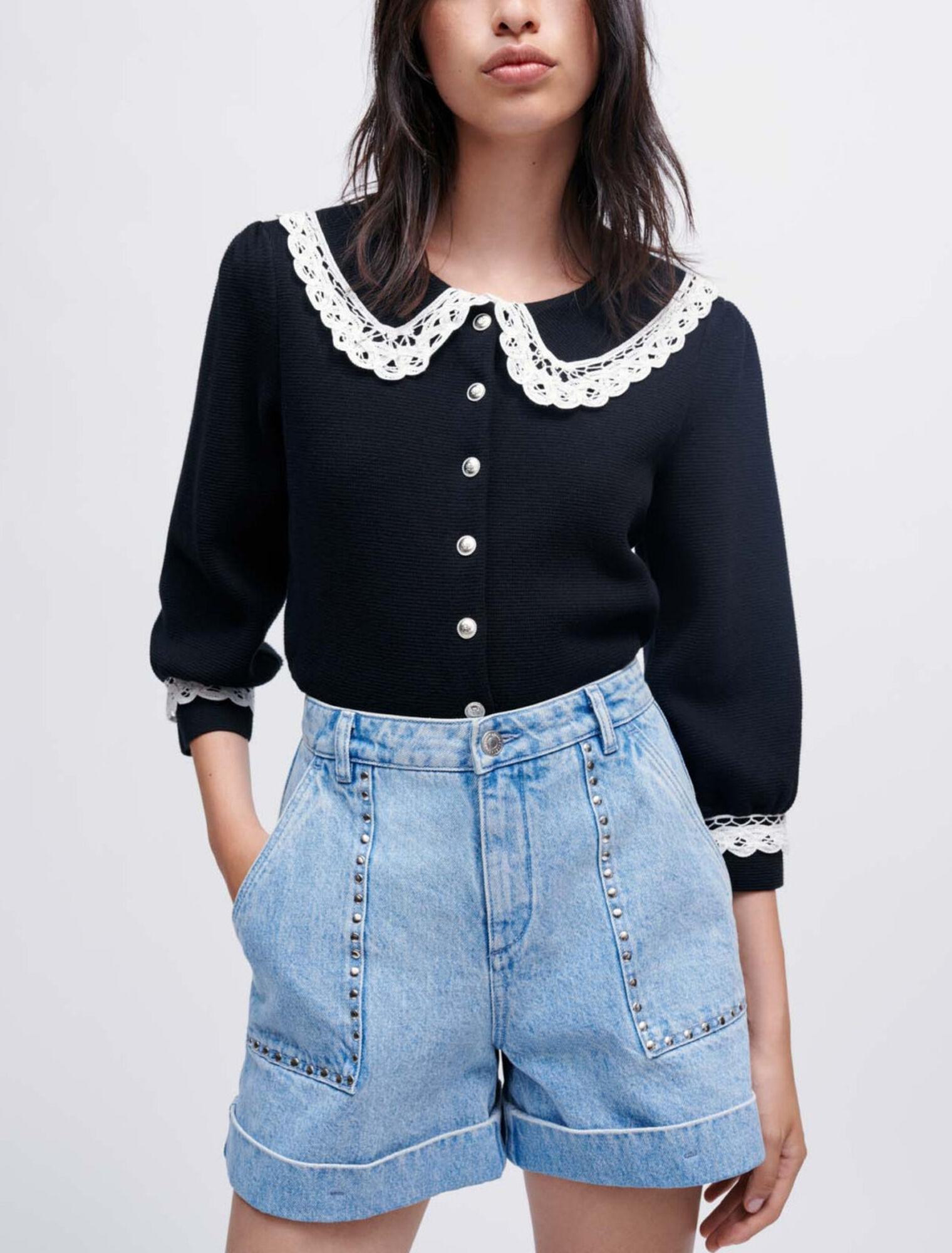 Shorts vaqueros con tachuelas