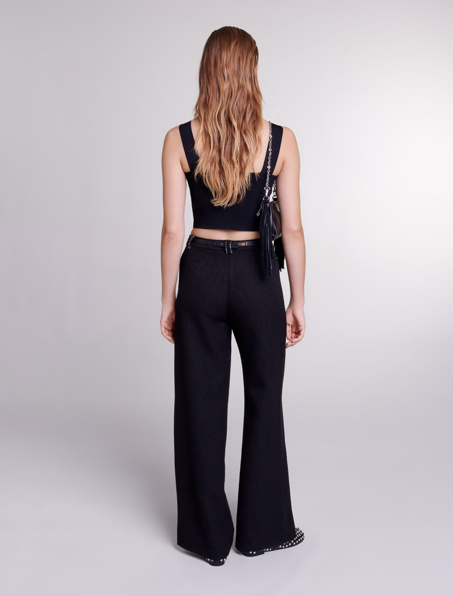 Pantalón ancho de tweed