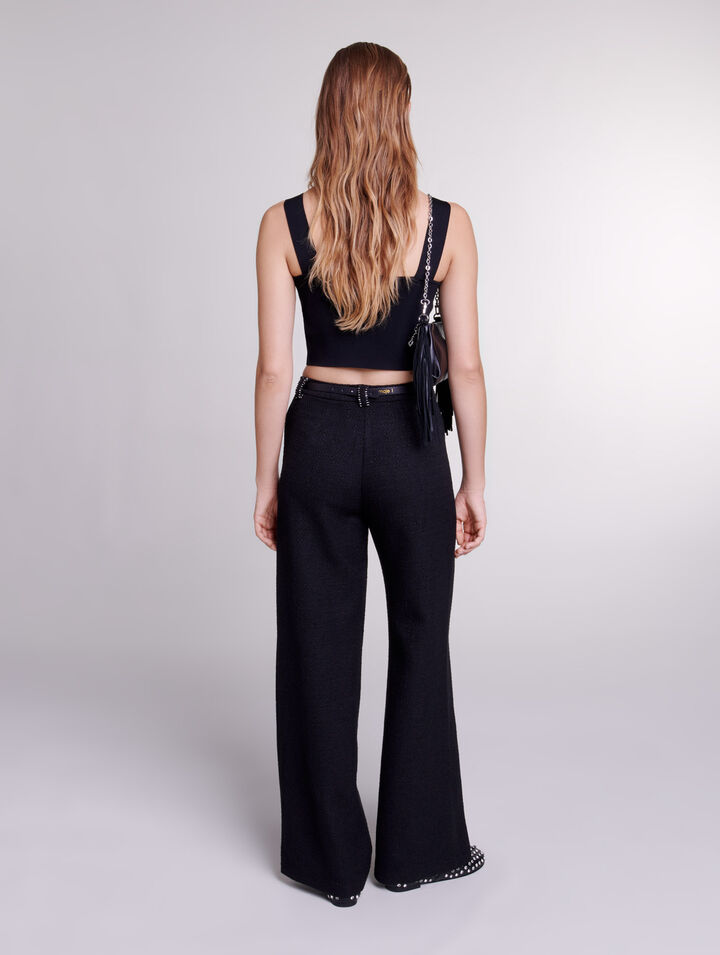Pantalón ancho de tweed