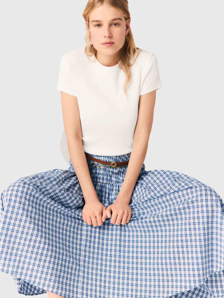 Falda larga de algod&oacute;n con strass