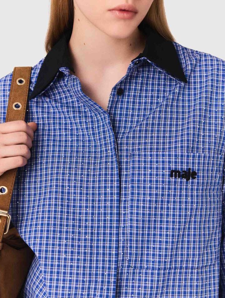 Camisa con strass y cuello extraíble