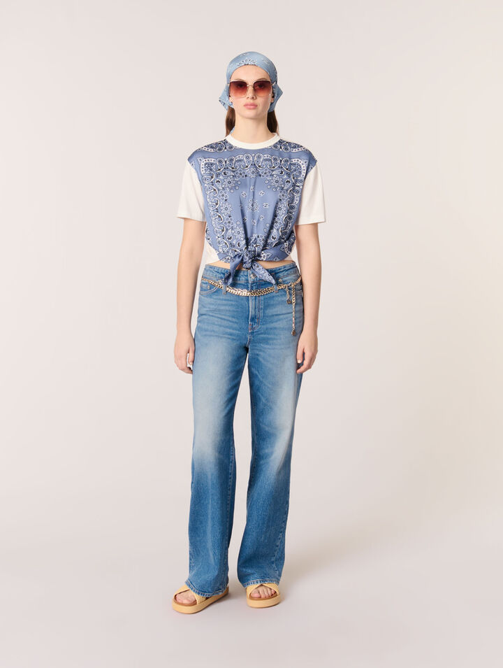 Camiseta anudada con estampado