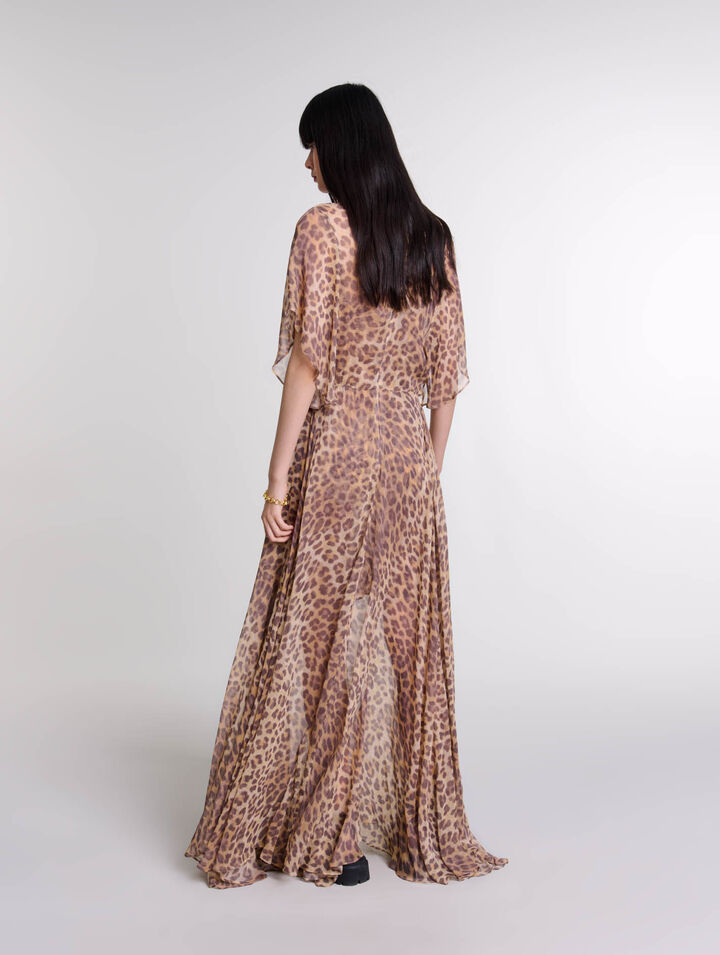 Vestido largo estampado de leopardo