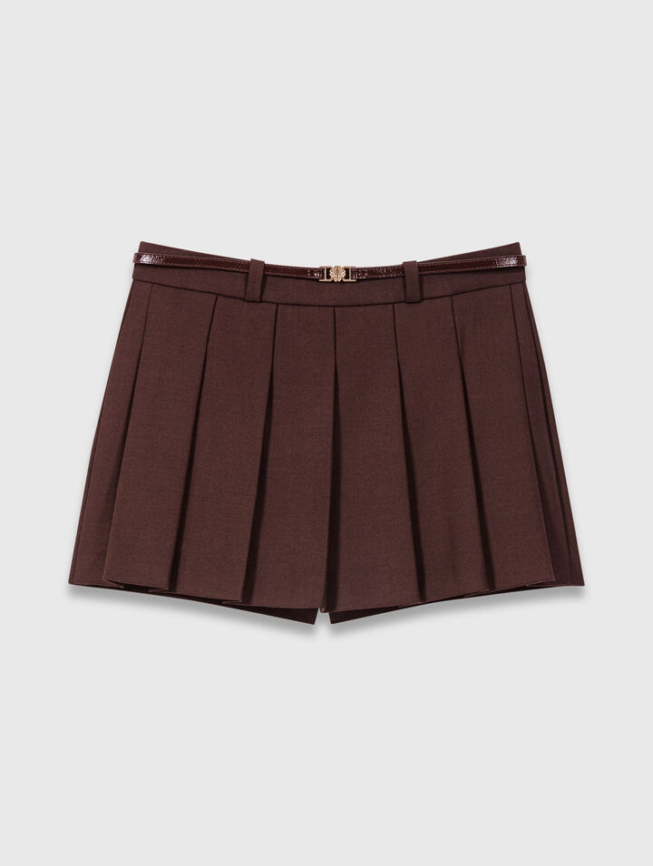 Pantalón corto trampantojo plisado