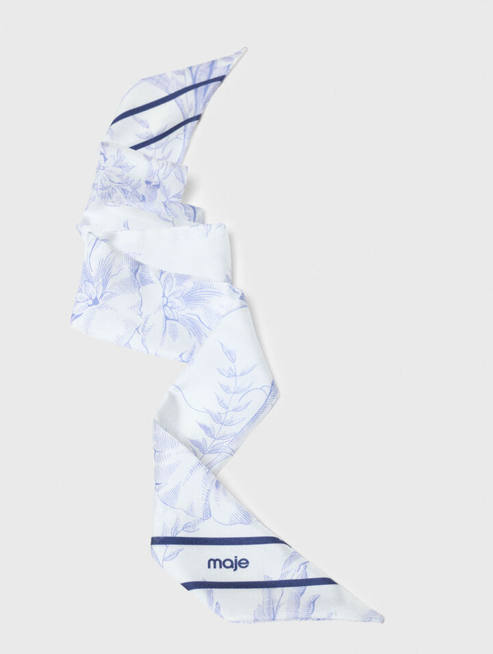 Pa&ntilde;uelo de seda estampado de flores