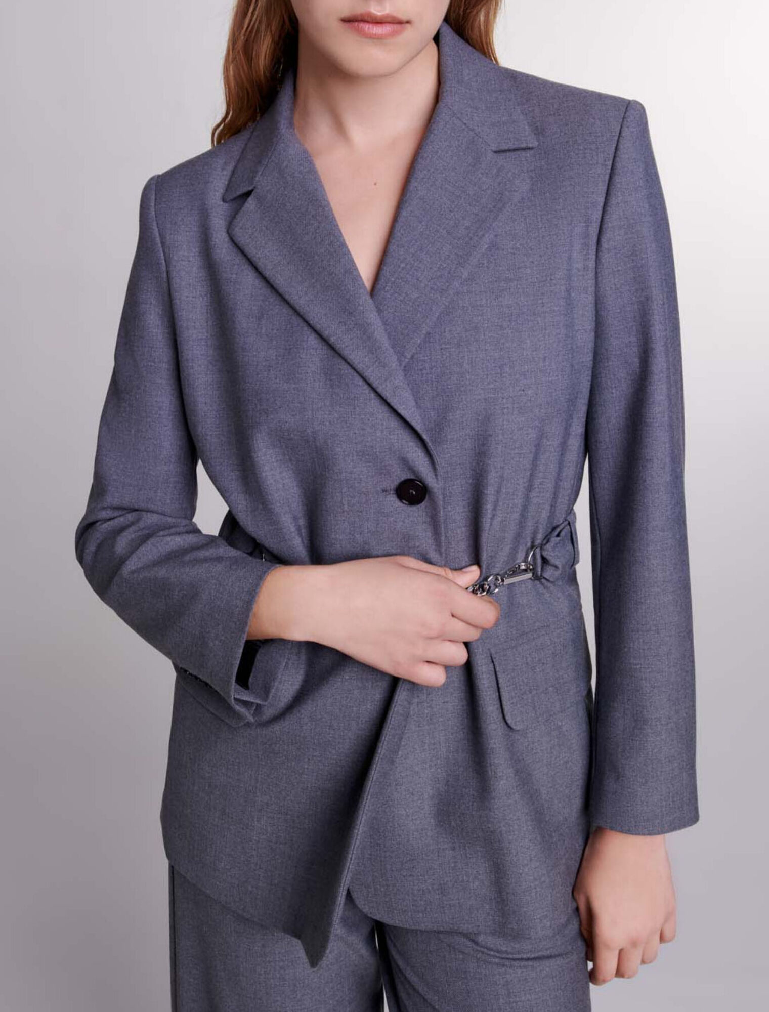 Chaqueta de traje con cinturón