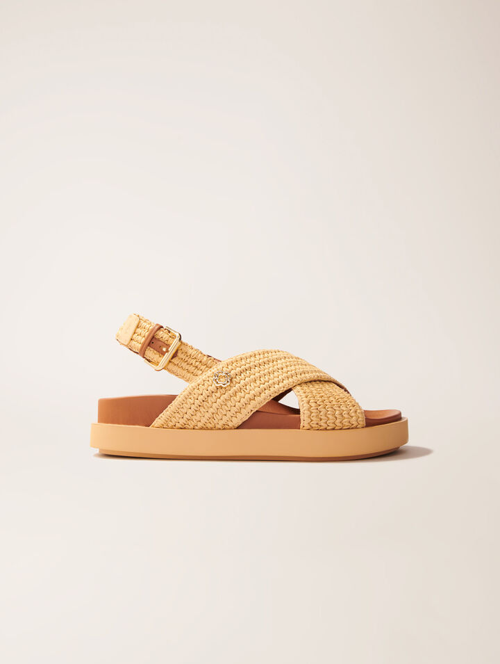 Sandalias planas efecto rafia