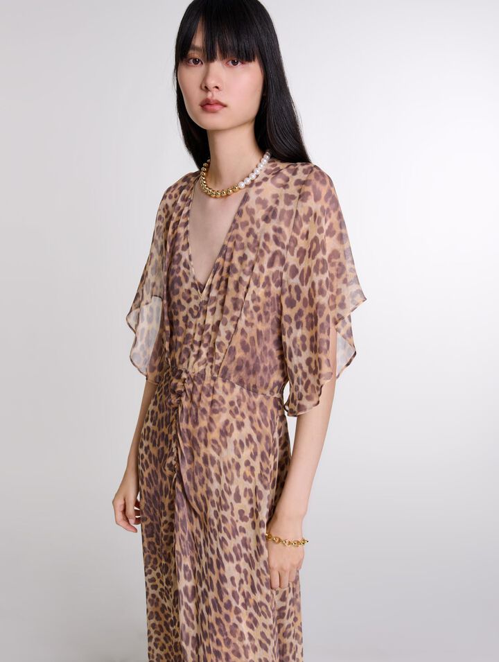 Vestido largo estampado de leopardo
