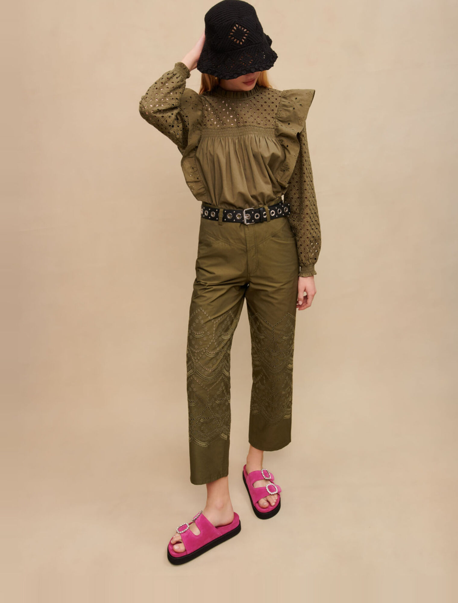 Pantalón de algodón bordado