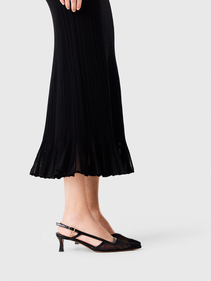 Slingbacks de piel y malla