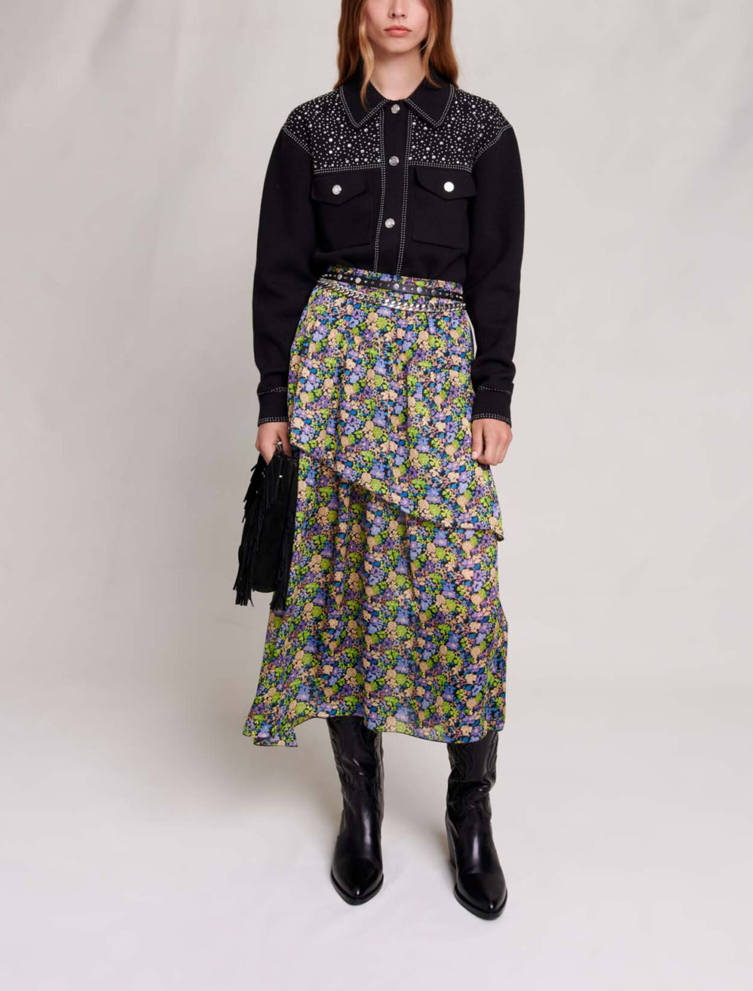 Falda larga de flores