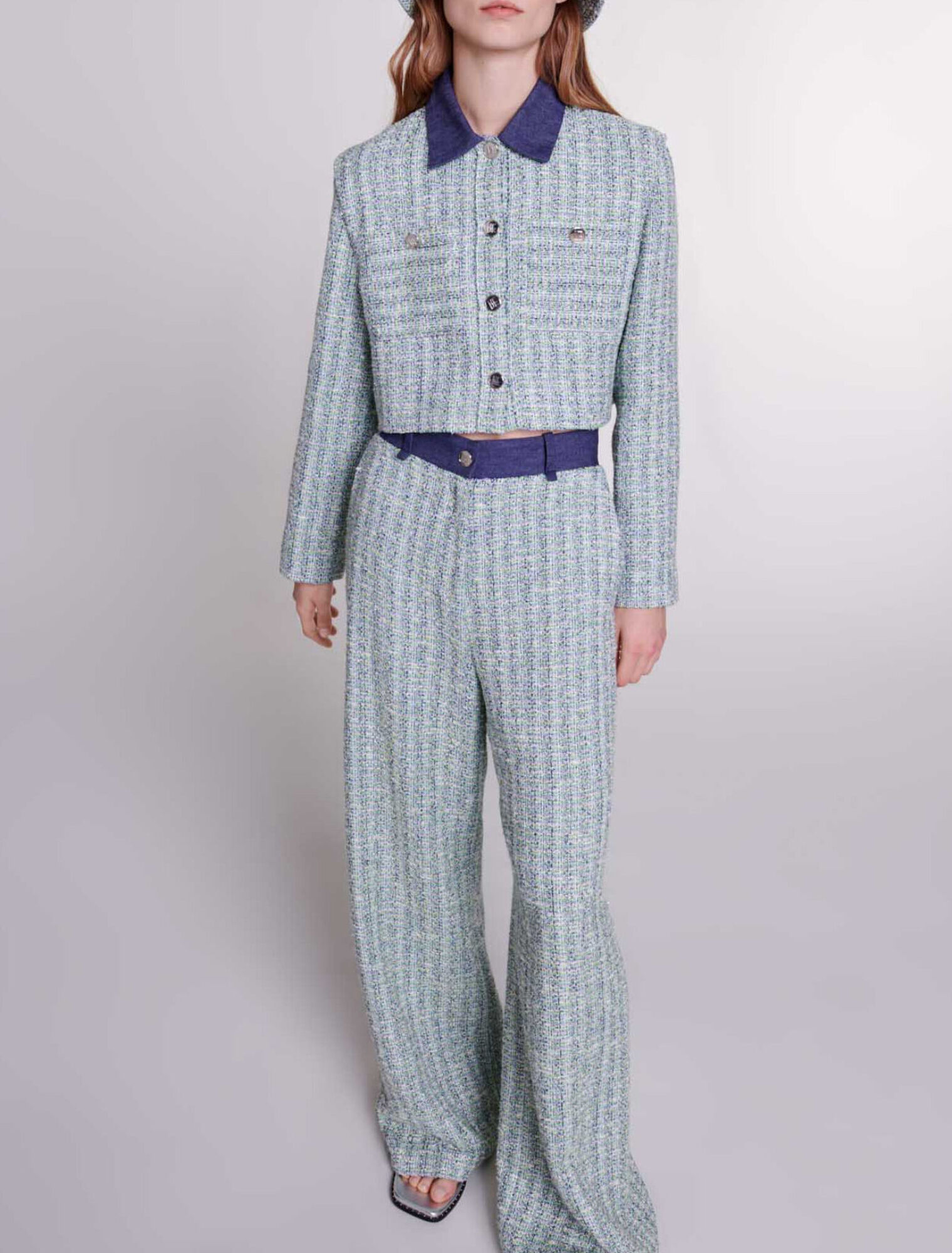 Pantalón ancho de tweed