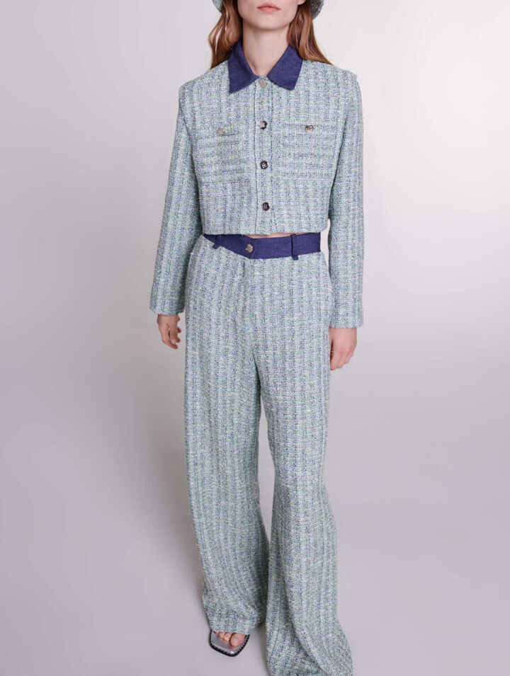 Pantalón ancho de tweed