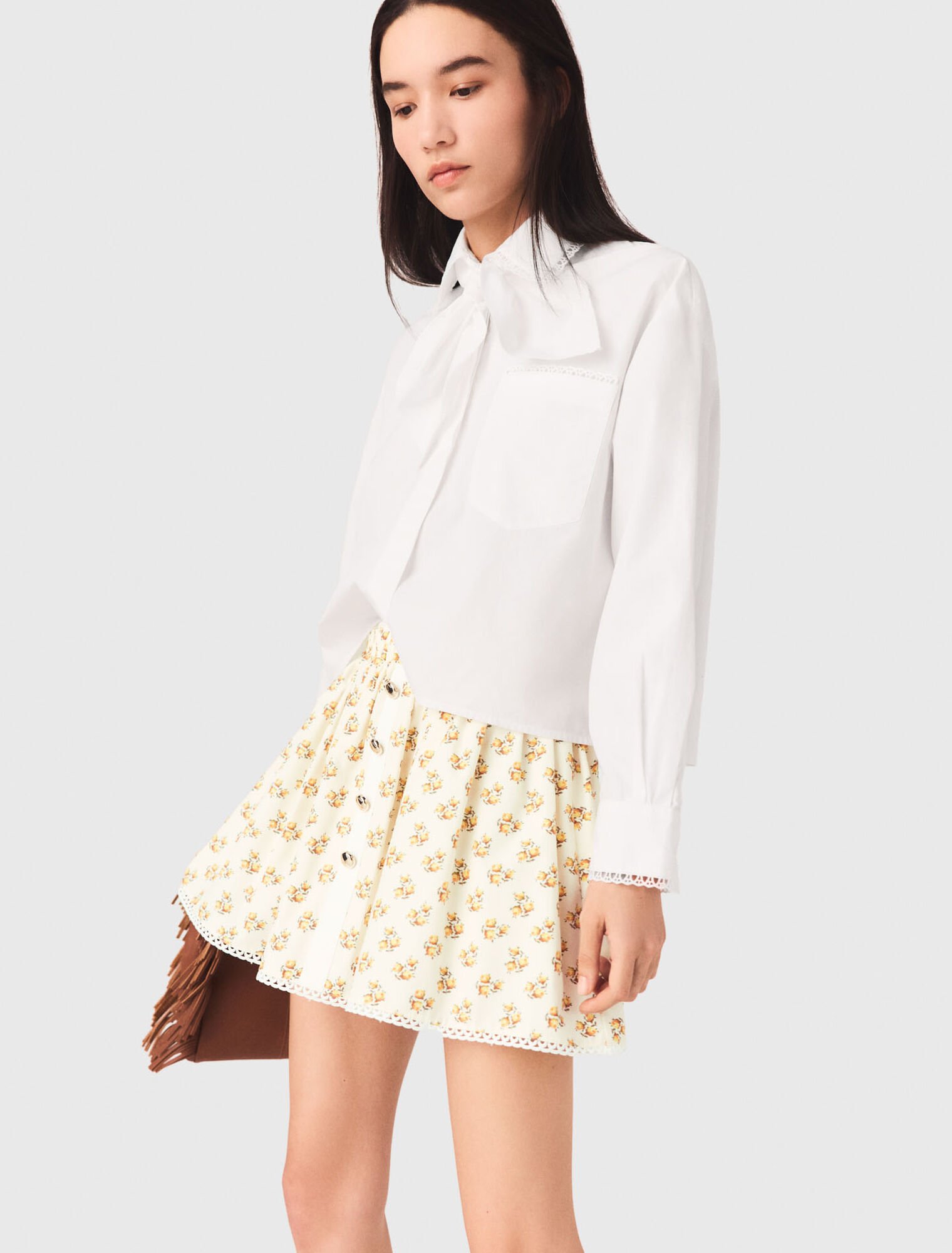 Falda estampada con gal&oacute;n croquet