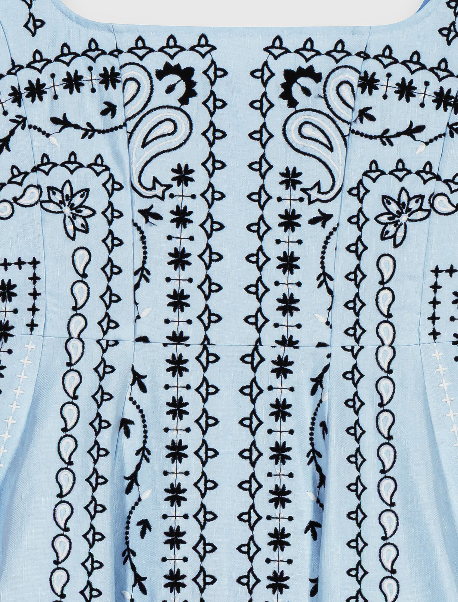 Vestido corto bordado lino mixto