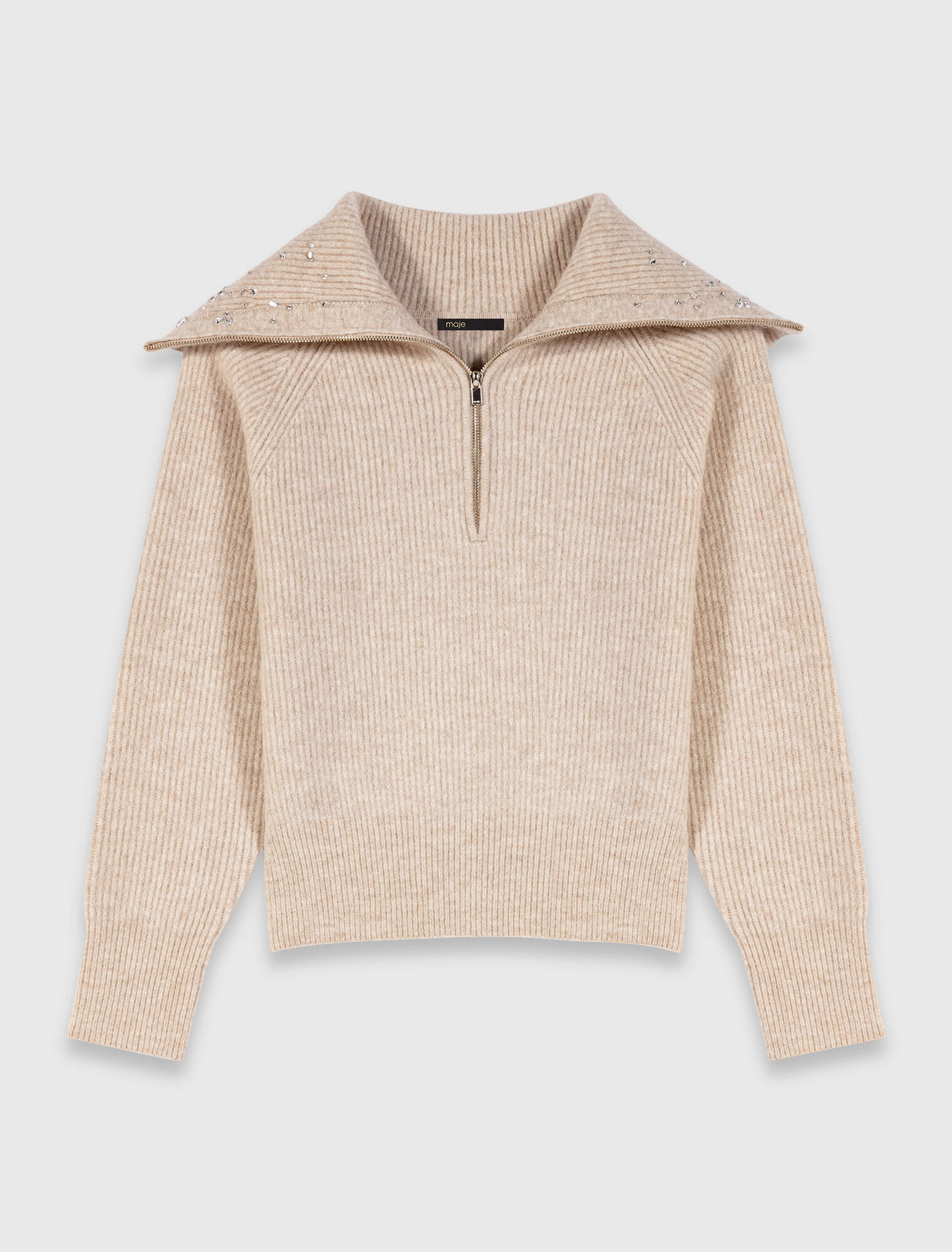 Pull strassé avec col demi-zip 