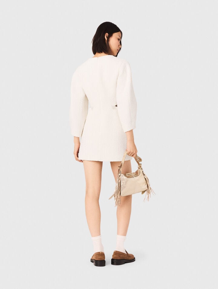 Vestido corto tweed manga balón