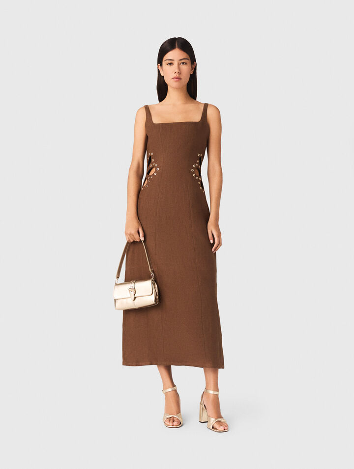 Vestido largo de mezcla de lino