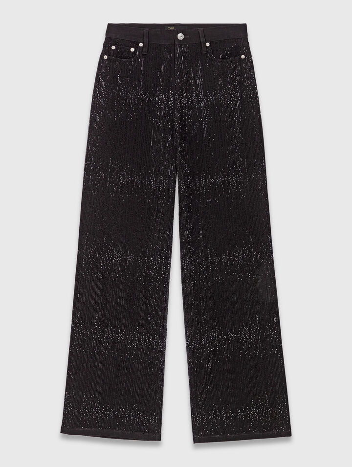 Vaquero ancho con strass