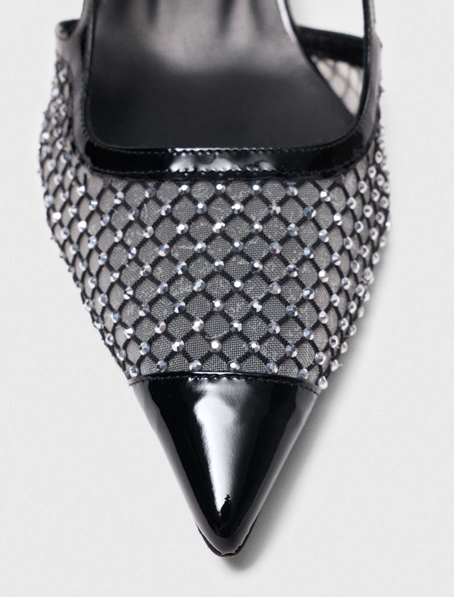 Zapatos de tacón de mesh con strass