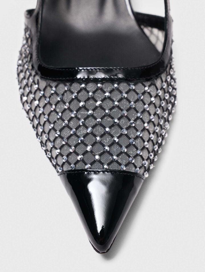 Zapatos de tacón de mesh con strass
