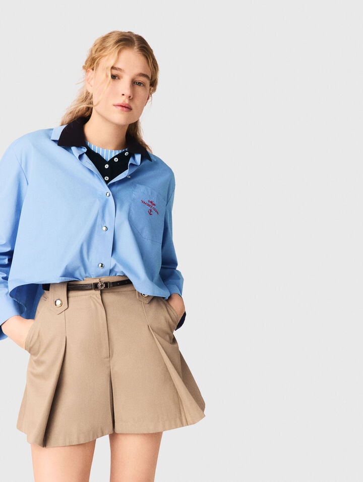 Short de algod&oacute;n con pliegues