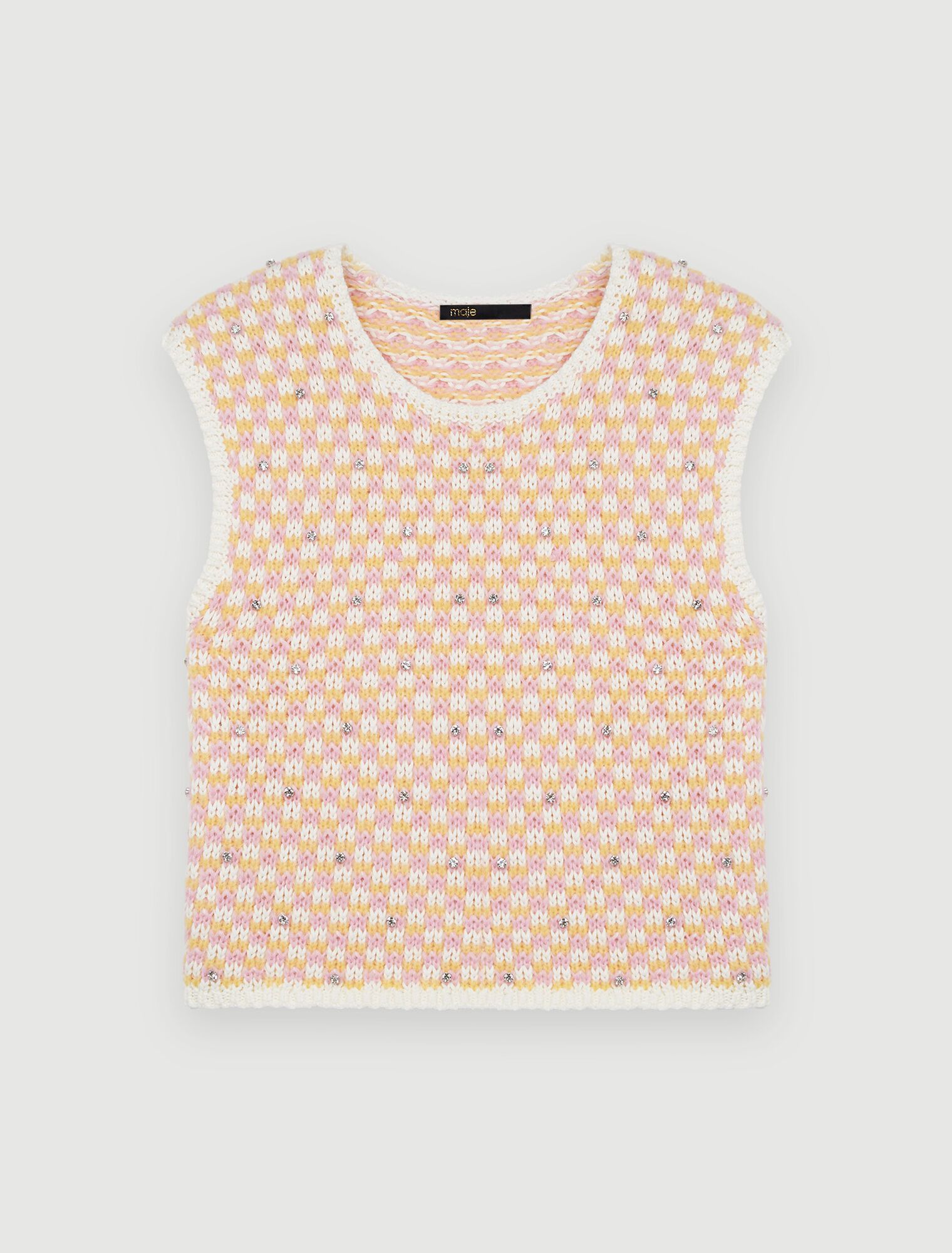 Jersey de punto fantasía con pedrería