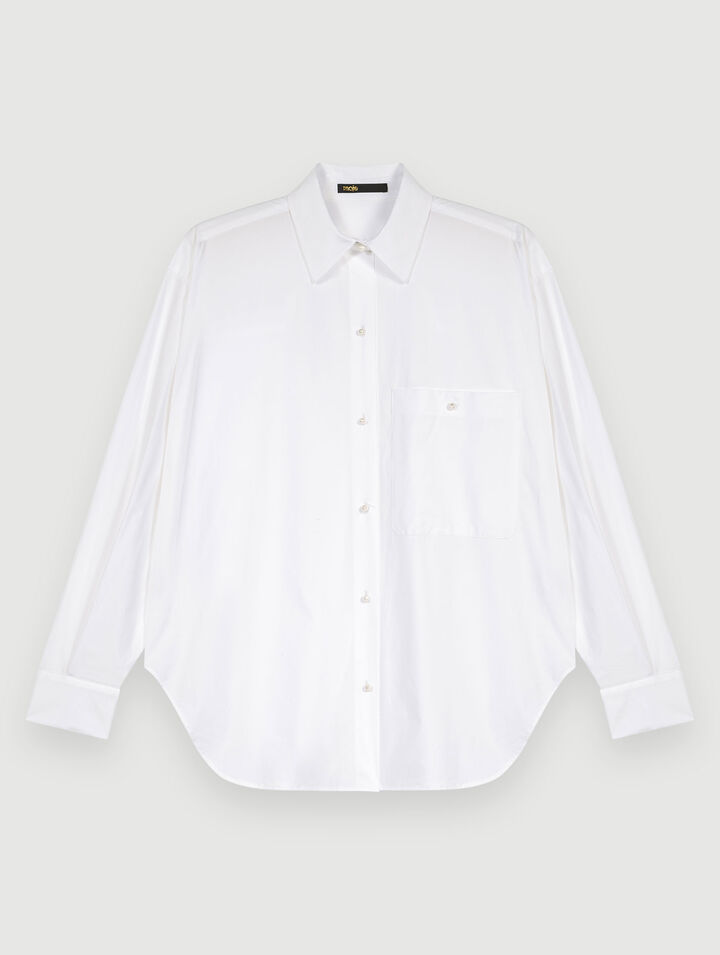 Camisa de popelina de algodón blanca