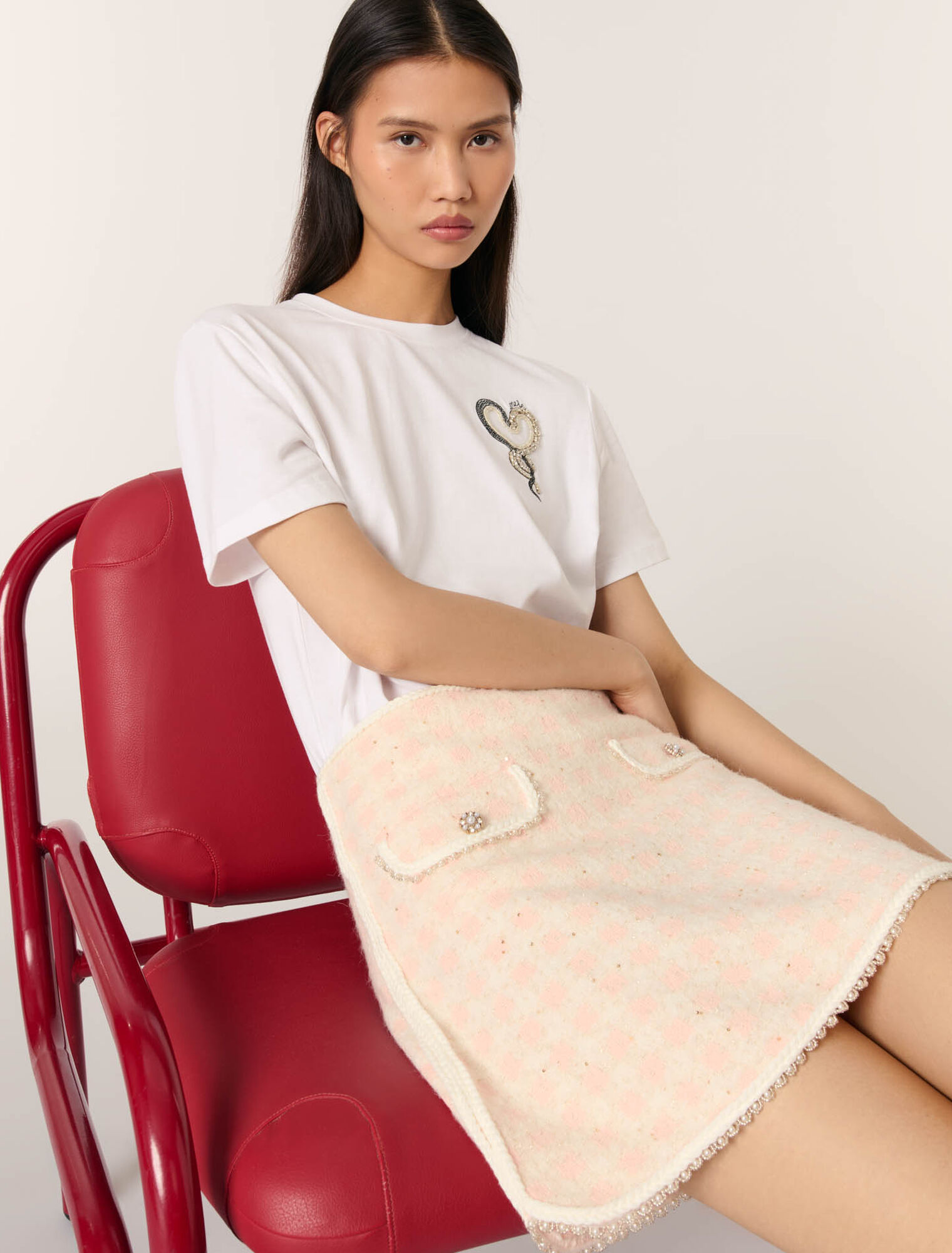 Falda corta de punto efecto tweed